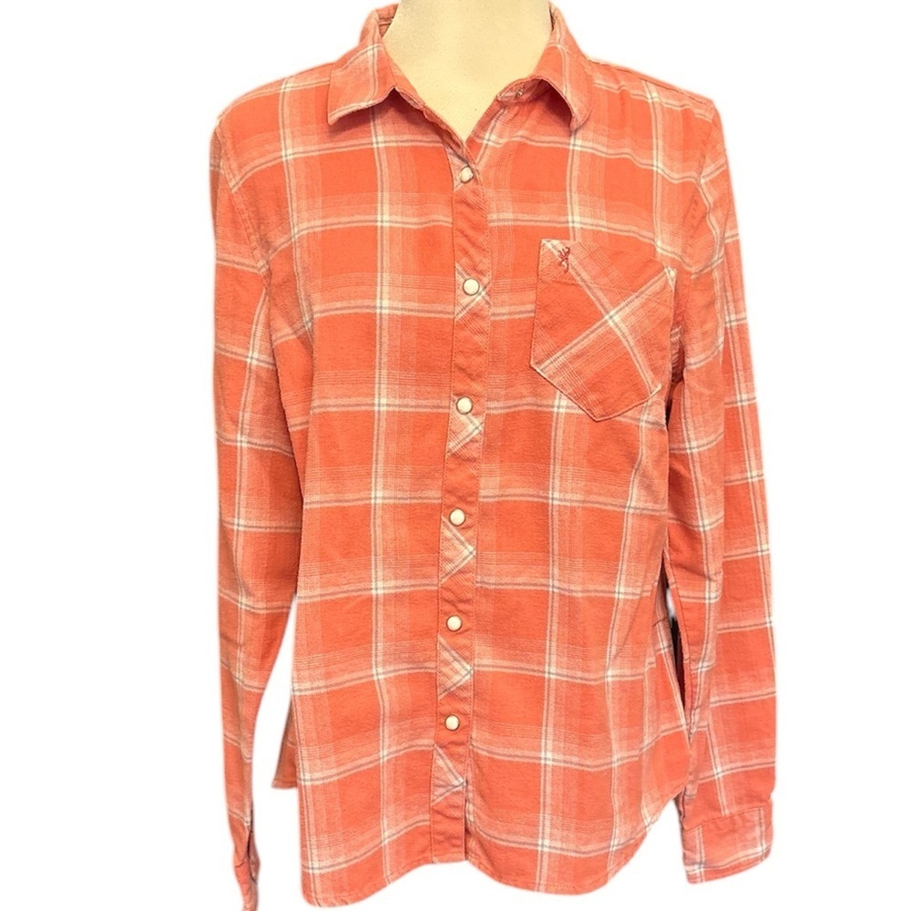 Browning button down shirt long sleeves w/button pearl buttons plaid Sz X-Large